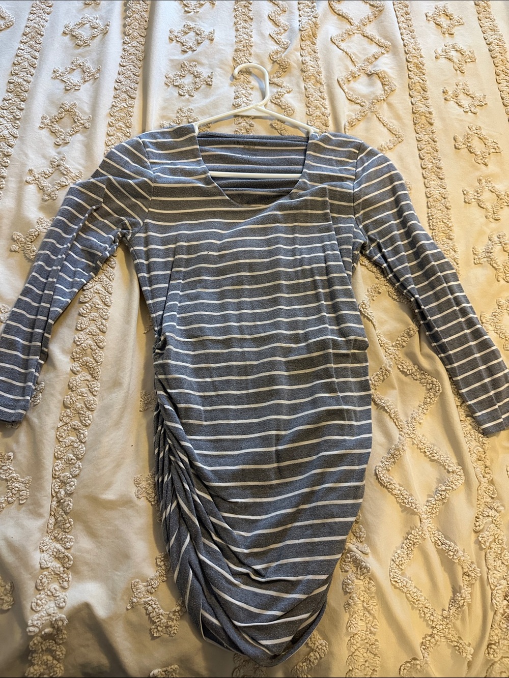 A Pea in the Pod Gray & White Striped Maternity Top
